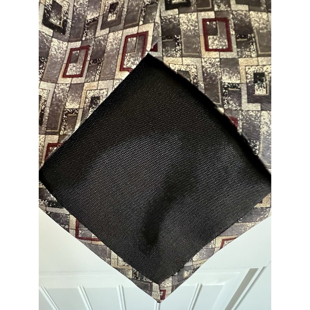 Silk Tie Lot 3 Barrington Croft & Barrow Momento Uno Red Grey Geometric Striped - Picture 8 of 13